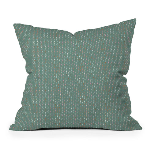 Schatzi Brown Norr Lines Dots Green Outdoor Throw Pillow