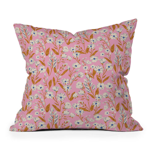 Schatzi Brown Penelope Floral Pink Outdoor Throw Pillow