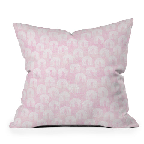 Schatzi Brown Rainbow Light Pink Outdoor Throw Pillow