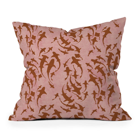 Schatzi Brown Sharky Pink Outdoor Throw Pillow
