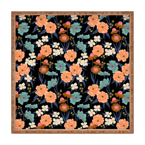 Schatzi Brown Whitney Floral Black Square Tray