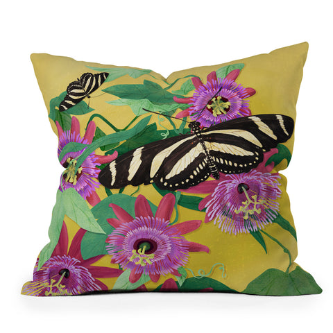 Sewzinski Butterflies on Passion Flowers Outdoor Throw Pillow
