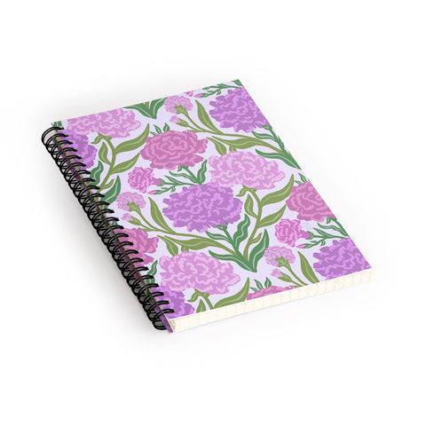 Sewzinski Carnations in Purple Spiral Notebook