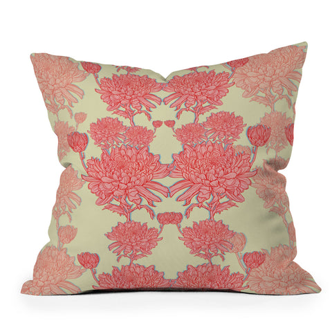 Sewzinski Chrysanthemum in Pink Outdoor Throw Pillow