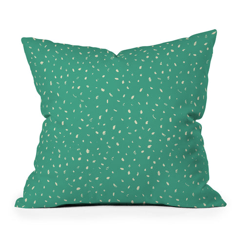 Sewzinski Cream Dots on Jungle Green Outdoor Throw Pillow