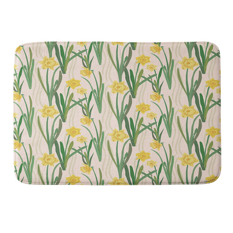 Sewzinski Daffodils Pattern Memory Foam Bath Mat