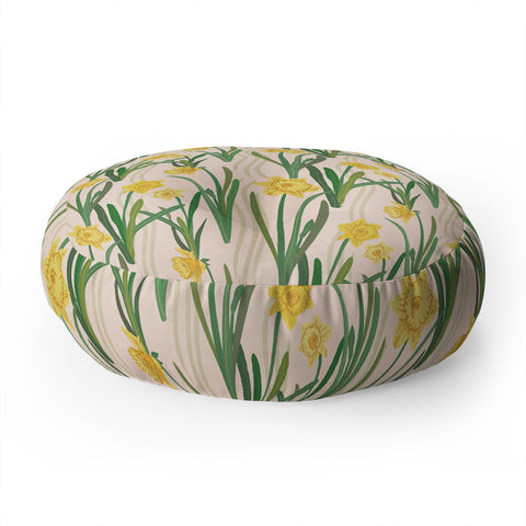 Sewzinski Daffodils Pattern Floor Pillow Round