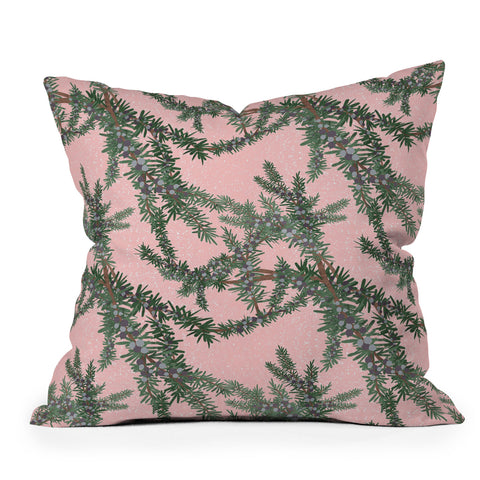 Sewzinski Juniper on Pink Outdoor Throw Pillow