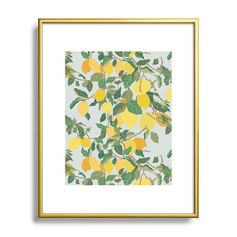 Sewzinski Lemon Tree on Blue Metal Framed Art Print