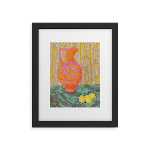 Sewzinski Pitcher and Lemons Painting Framed Art Print