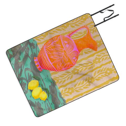 Sewzinski Pitcher and Lemons Painting Picnic Blanket