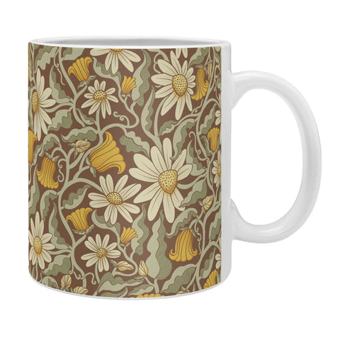 Sewzinski Retro Flowers on Brown Coffee Mug