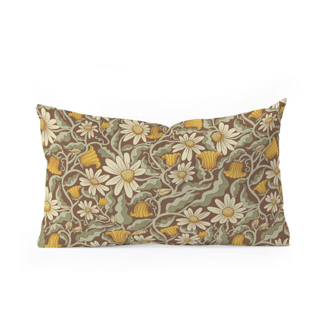 Sewzinski Retro Flowers on Brown Oblong Throw Pillow