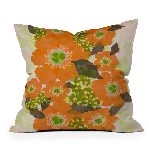 Sewzinski Retro Orange Flowers Outdoor Throw Pillow