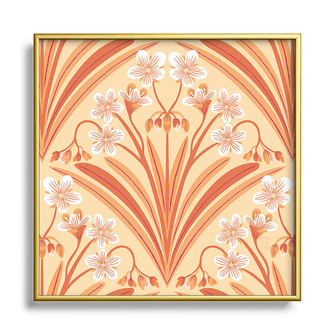 Sewzinski Spring Beauty Flowers Orange Square Metal Framed Art Print