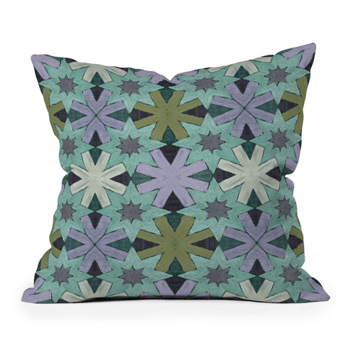 Sewzinski Star Pattern Blue and Green Outdoor Throw Pillow
