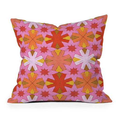 Sewzinski Star Pattern Red and Pink Outdoor Throw Pillow