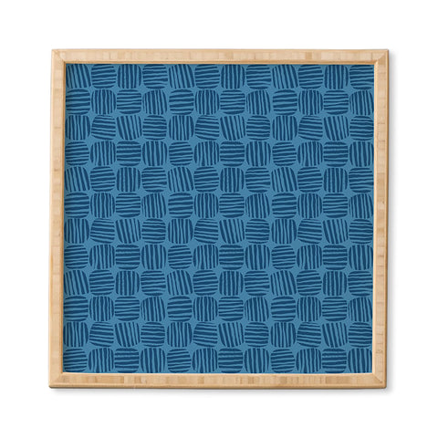 Sewzinski Striped Circle Squares Blue Framed Wall Art