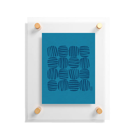 Sewzinski Striped Circle Squares Blue Floating Acrylic Print