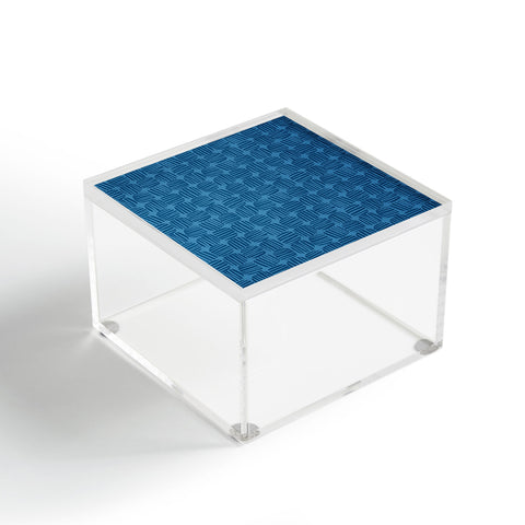Sewzinski Striped Circle Squares Blue Acrylic Box