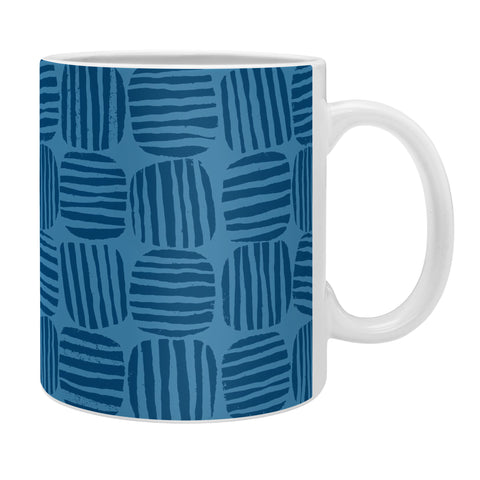 Sewzinski Striped Circle Squares Blue Coffee Mug