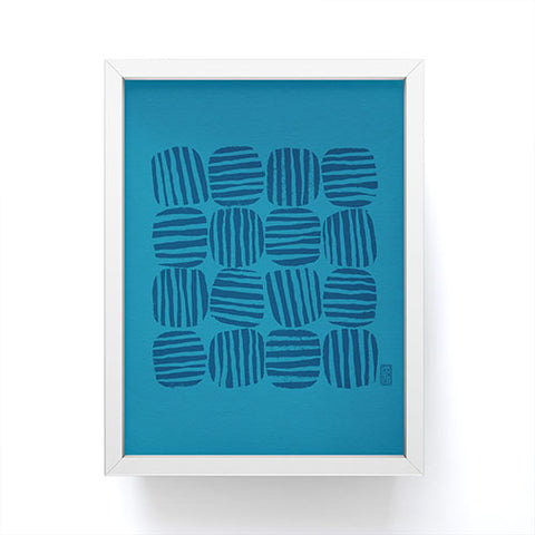 Sewzinski Striped Circle Squares Blue Framed Mini Art Print