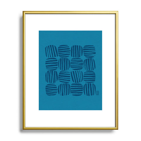 Sewzinski Striped Circle Squares Blue Metal Framed Art Print
