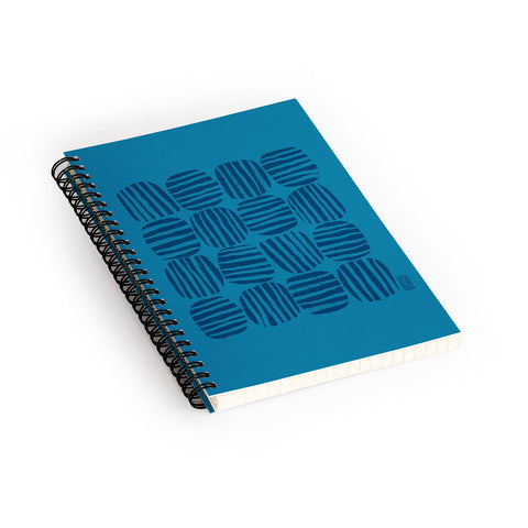 Sewzinski Striped Circle Squares Blue Spiral Notebook