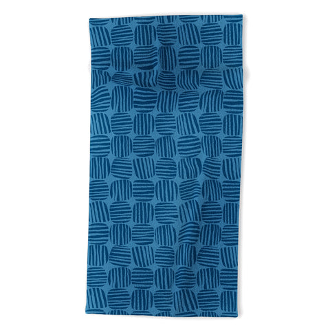 Sewzinski Striped Circle Squares Blue Beach Towel
