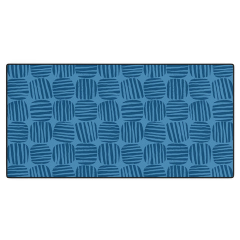 Sewzinski Striped Circle Squares Blue Desk Mat