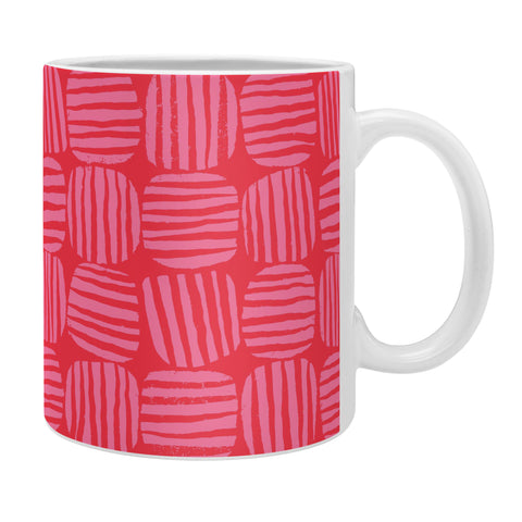 Sewzinski Striped Circle Squares Pink Coffee Mug