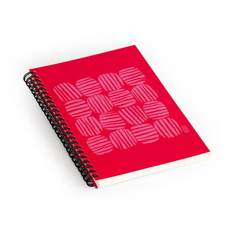 Sewzinski Striped Circle Squares Pink Spiral Notebook