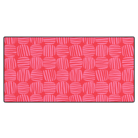 Sewzinski Striped Circle Squares Pink Desk Mat