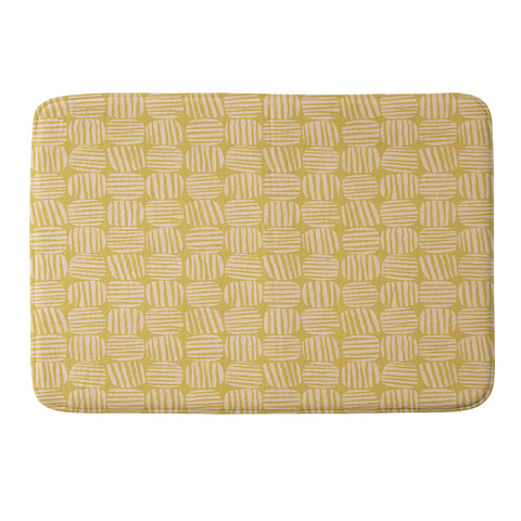 Sewzinski Striped Circle Squares Yellow Memory Foam Bath Mat