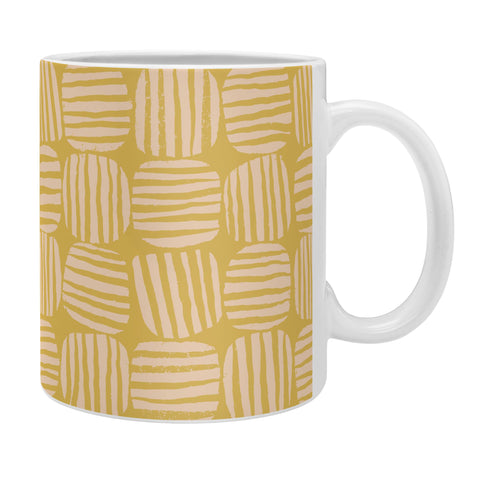 Sewzinski Striped Circle Squares Yellow Coffee Mug