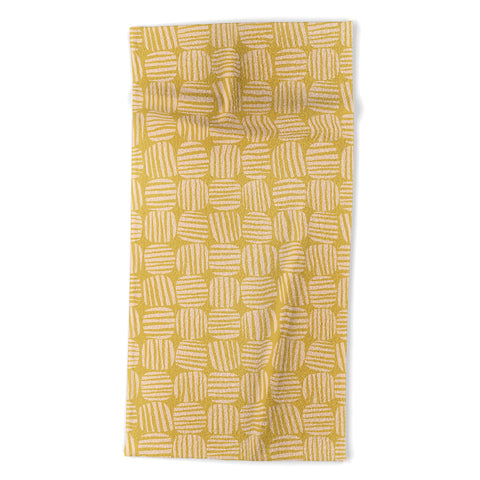 Sewzinski Striped Circle Squares Yellow Beach Towel