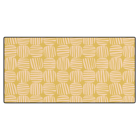 Sewzinski Striped Circle Squares Yellow Desk Mat