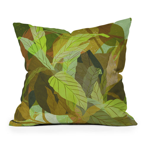 Sewzinski Tropical Tangle Green Outdoor Throw Pillow