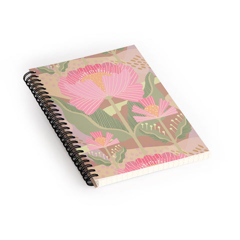 Sewzinski Water Lilies Pattern Pink Spiral Notebook