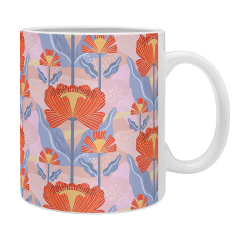 Sewzinski Water Lilies Pattern Red Coffee Mug