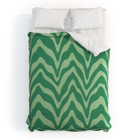 Sewzinski Wavy Lines Mint Green Comforter