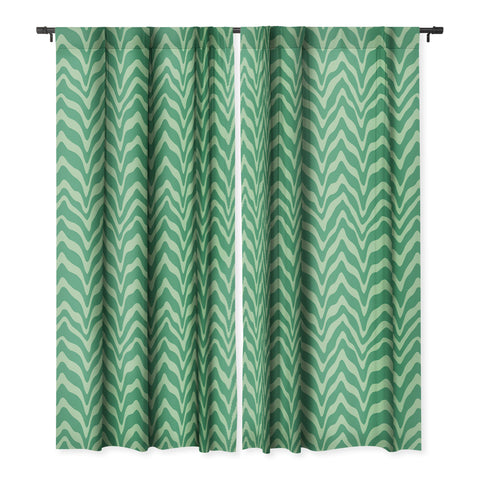 Sewzinski Wavy Lines Mint Green Blackout Window Curtain