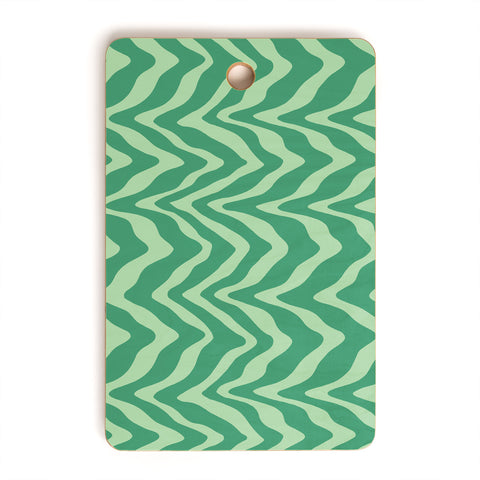 Sewzinski Wavy Lines Mint Green Cutting Board Rectangle