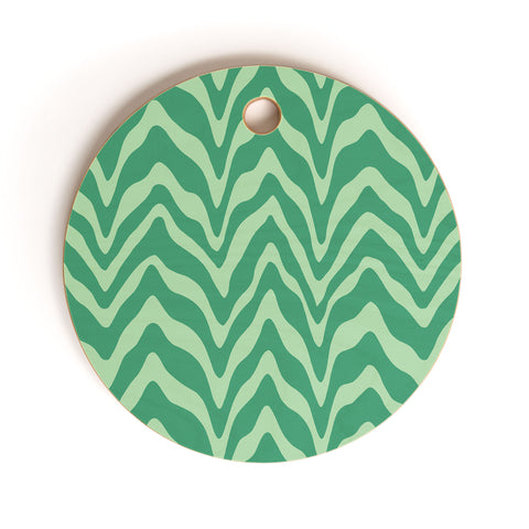 Sewzinski Wavy Lines Mint Green Cutting Board Round
