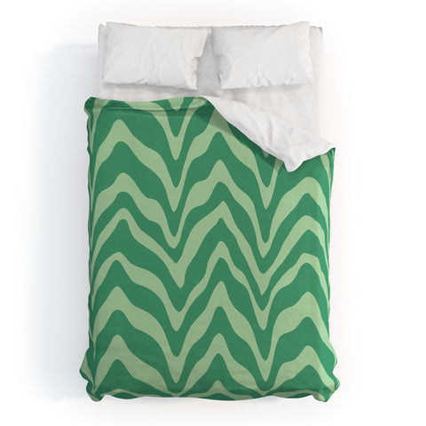 Sewzinski Wavy Lines Mint Green Duvet Cover