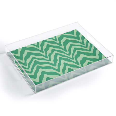 Sewzinski Wavy Lines Mint Green Acrylic Tray