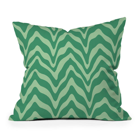 Sewzinski Wavy Lines Mint Green Outdoor Throw Pillow