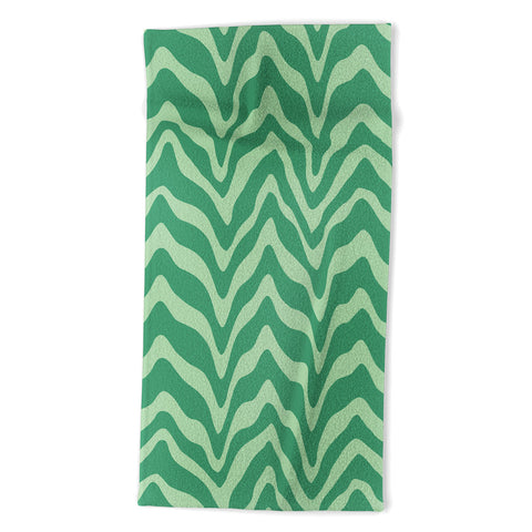 Sewzinski Wavy Lines Mint Green Beach Towel