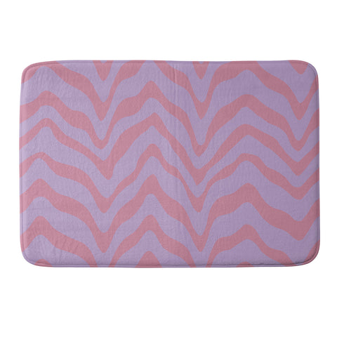 Sewzinski Wavy Lines Pink Purple Memory Foam Bath Mat