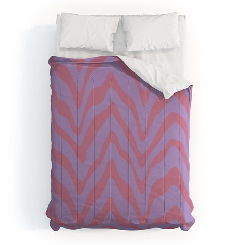 Sewzinski Wavy Lines Pink Purple Comforter
